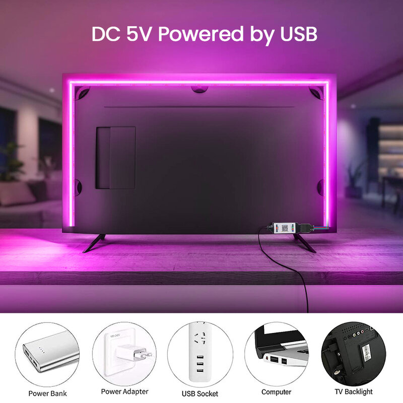5V USB listwy RGB LED Bluetooth światła pasek COB LED 576LEDs/m wysoka elastyczność taśma LED wysokiej gęstości światło liniowe podświetlenie TV pokoju