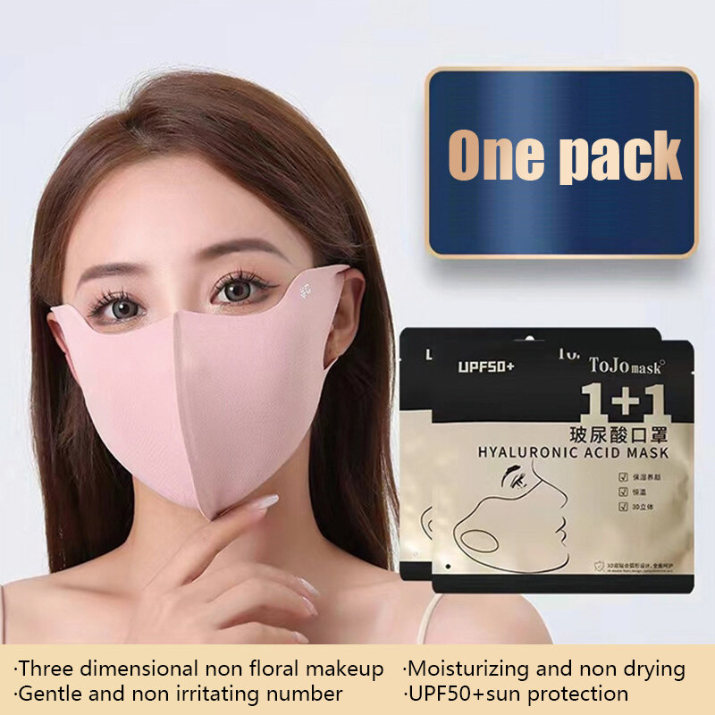 Mascarilla facial Anti-UV UPF50 +, máscara lavable con ácido hialurónico, para correr al aire libre, ciclismo y deportes, protección solar