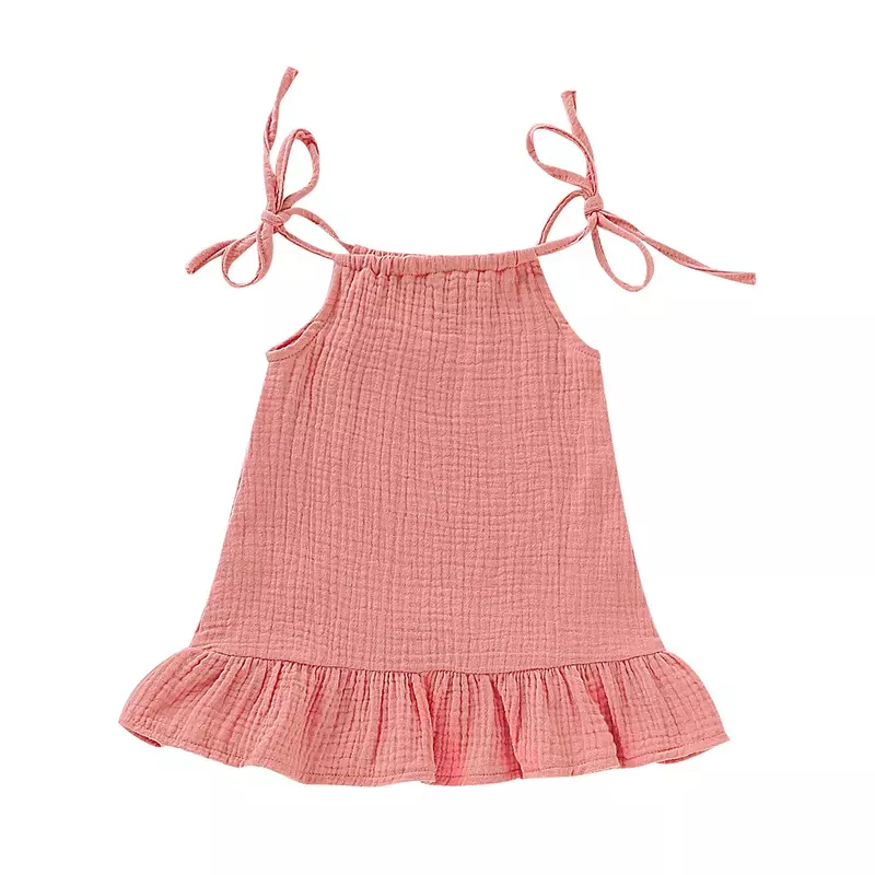 Vestido de muselina de algodón sin mangas con volantes para bebé, vestido de verano para niña pequeña
