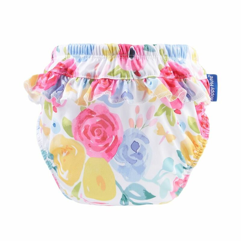 HappyFlute New 3Sizes 6-25Kg Soft Waterproof Swimming Pants Flower Wavy Edge Baby Girl's Printed Cloth Diaper Beach Pants