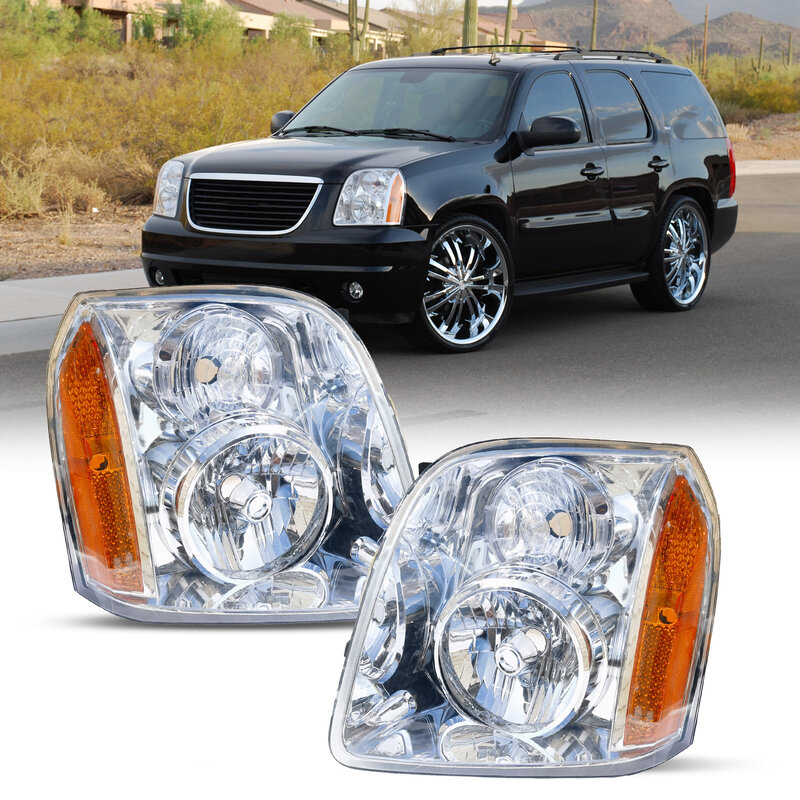 1 Pair of Car Headlight Clear Lens Headlamps Lens For GMC Yukon XL 1500 XL 2500 2007-2014