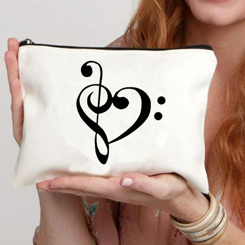 Musical Note Makeup Cosmetic Bags Party Lipstick Bag Travel Toiletry Bags Toilet Kits School Supplies Pencil Pouch Teacher Gift