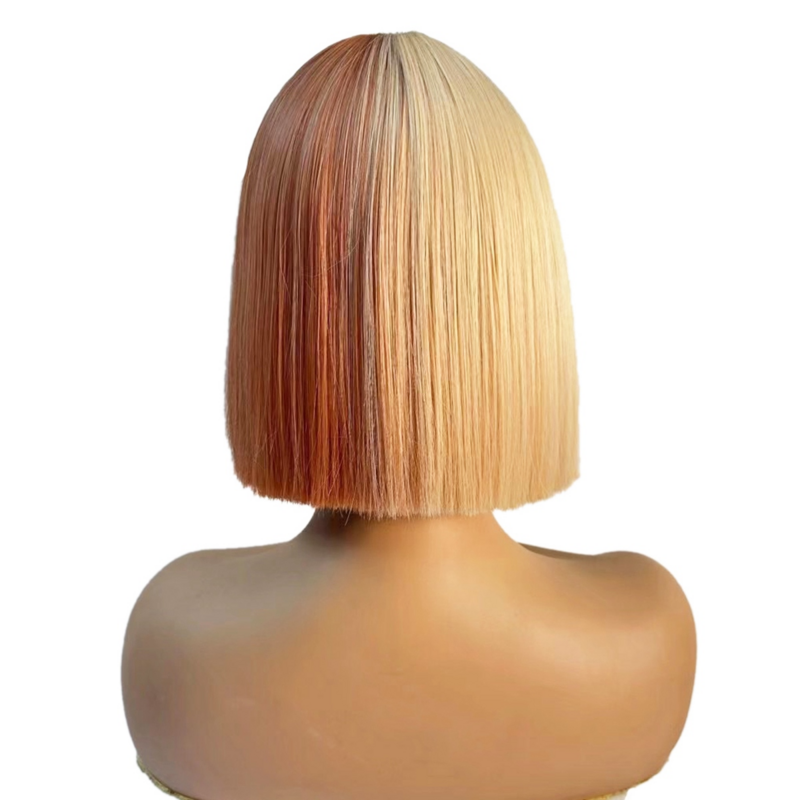 10 cali peruka z grzywką dyniowa głowa beżowy brązowy długość ramienia peruka syntetyczna użycia zestawu peruka z krótkich prostych włosów
