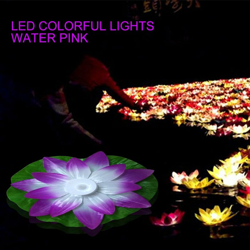Hot 2024 New Colorful Changed Floating Flower Lamps LED Artificial Lotus Water Swimming Pool Wishing Light Lanterns Party Supply