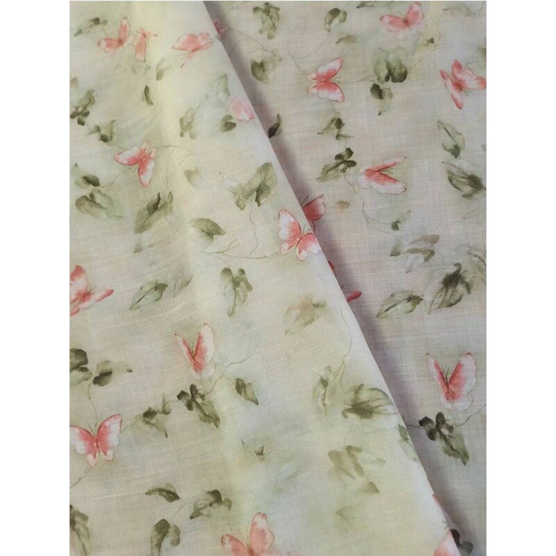 DLH tessuto stampato ramiè puro naturale di alta qualità per l'estate delle donne abito cinese sottile abito lungo organizzazione cucito fai da te