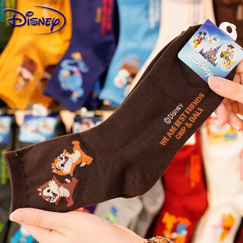 Disney-Meias casuais de algodão para senhoras, meias desenhos animados, Minnie, mickey, pato Donald, tubo de urso
