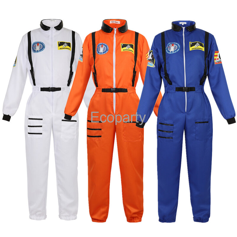 Traje de astronauta homem traje de halloween para mulher macacões astronauta terno adulto cosplay trajes para homens 50