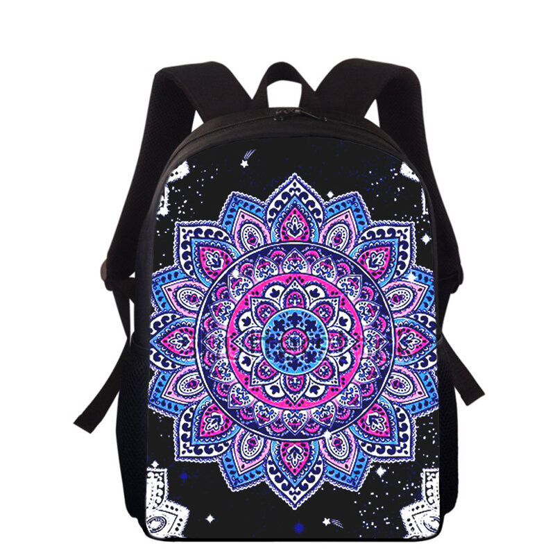 Tas punggung anak laki-laki dan perempuan, ransel cetakan 3D seni totem bunga Mandala 15 ", tas sekolah dasar untuk anak laki-laki dan perempuan