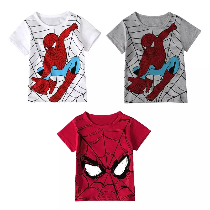 Disney letnie nowe ubrania dla dzieci drukowanie kreskówki dla dzieci T-shirt Spiderman krótki chłopiec dziecięca koszula sweat-abso