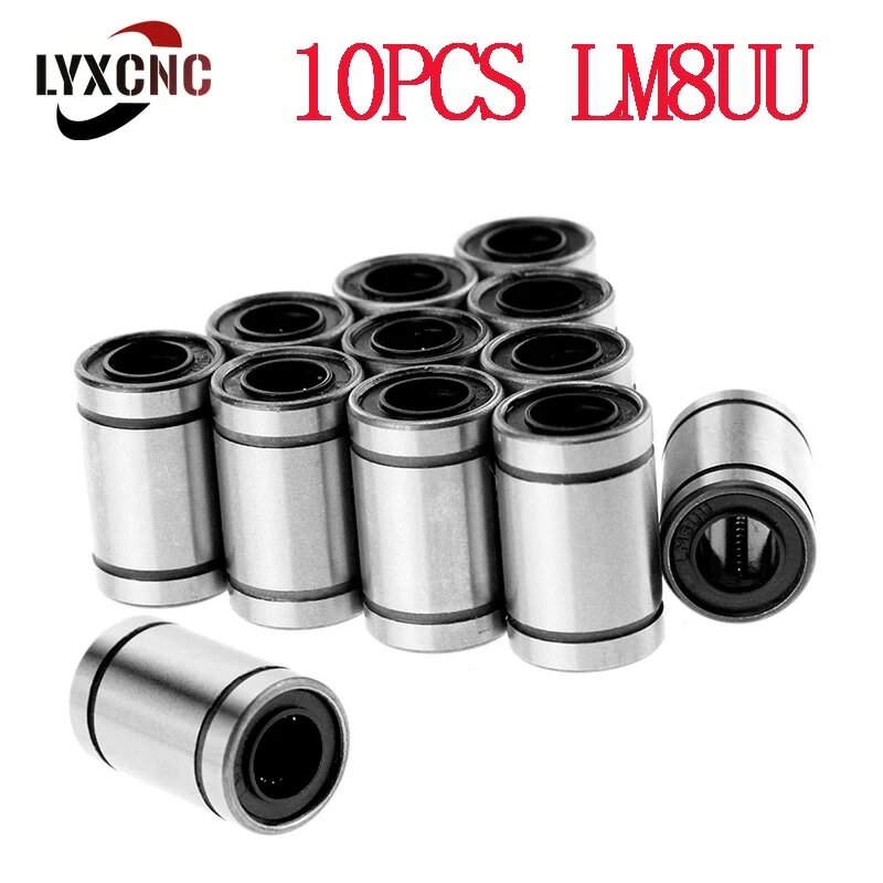 Arbustos lineales LM8, LM8UU, LM10UU, LM6UU, LM12UU, 8mm, 6, 12, 10mm, eje lineal CNC para riel de varilla, pieza de eje óptico, 12/10 uds.