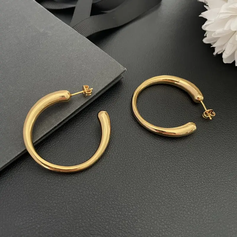 New Europe Famous Designer 24K Gold Plating Big Small Circled Earring Women Luxury Jewelry Trend