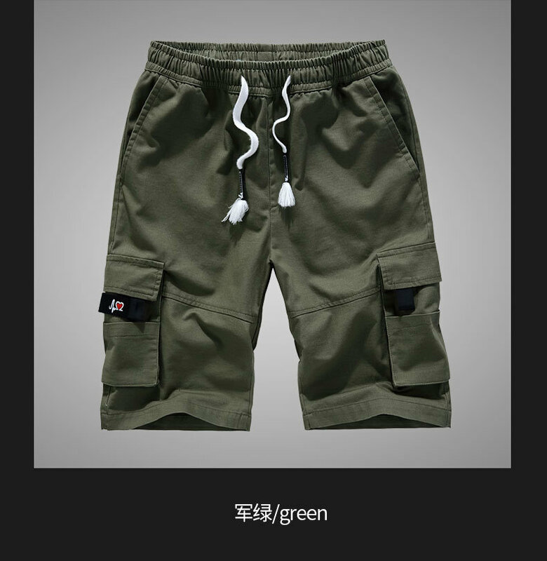 Solomon-Short cargo en coton pour homme, pantalon de travail en cinq parties, grande taille, multi-poches, décontracté, été, nouveau