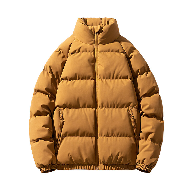 Jaket tebal pria, jaket katun hangat untuk musim gugur musim dingin kasual dan longgar kerah berdiri mantel modis dan serbaguna