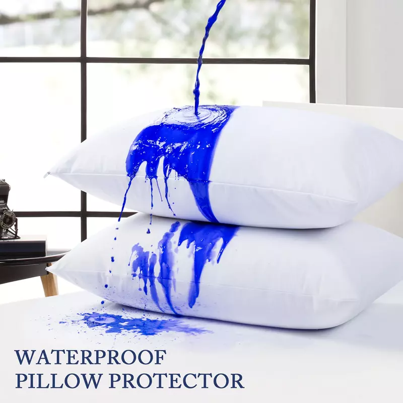 Funda de almohada suave e impermeable, Protector de almohada antiácaros, a prueba de insectos, con cremallera, 1 unidad