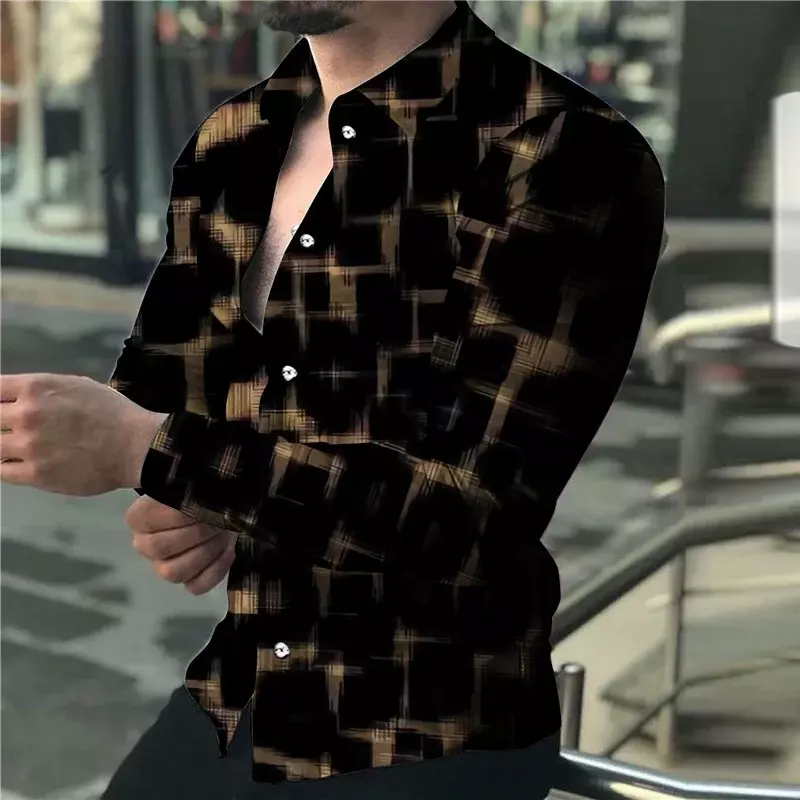 Мужская рубашка с отложным воротником, длинным рукавом, из мягкого материала