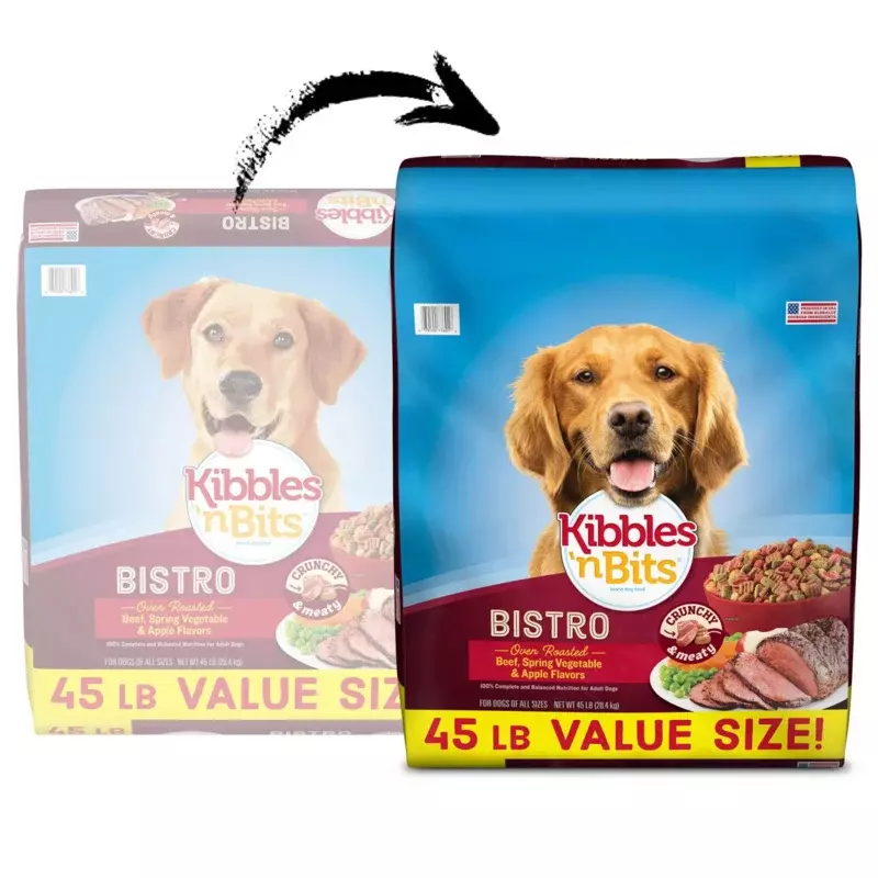 Kibbles 'N Bits Bistro Oven Geroosterd Rundvlees, Lentegroente En Appelsmaak Hondenvoer, 45 Pond