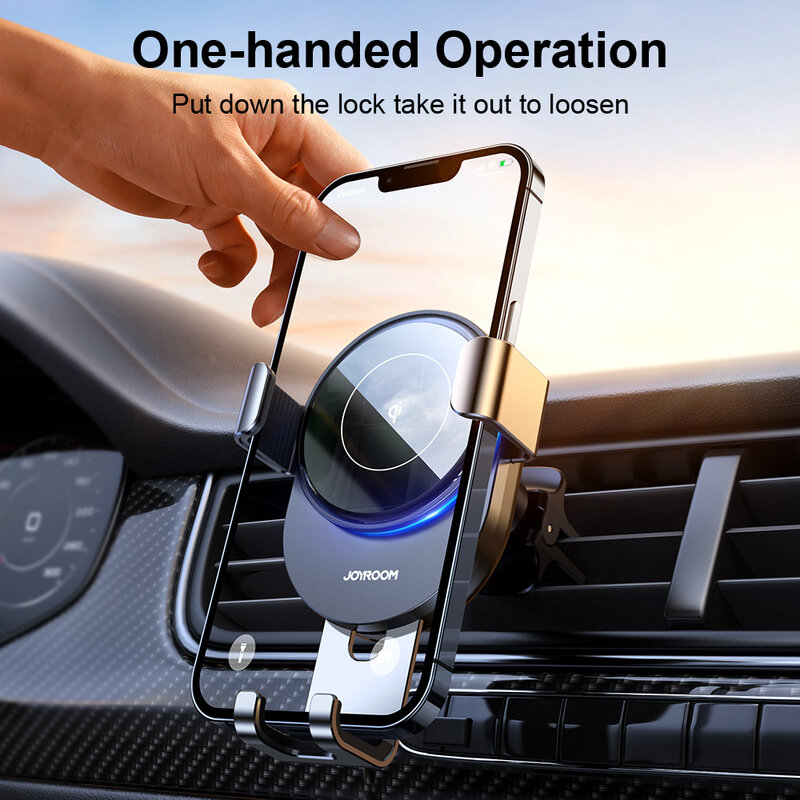Suporte do telefone do carro com carregador sem fio, 15W, Qi, inteligente, infravermelho, montagem de ventilação de ar, apto para iPhone, Xiaomi