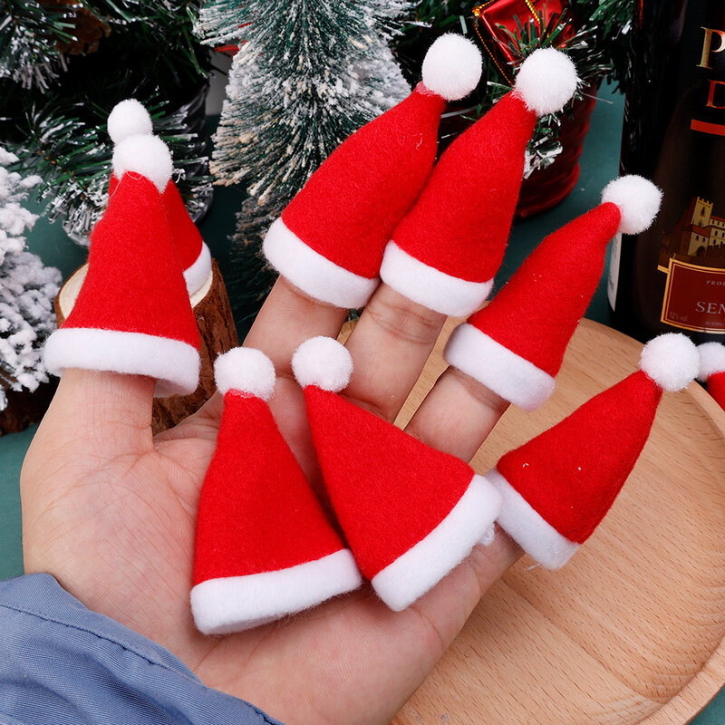 Topi botol anggur Natal Mini mainan DIY anak perlengkapan pesta Natal rumah Festival peralatan makan dapur topi Kawaii