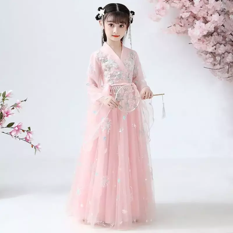 Детское милое платье с вышивкой женский костюм ханьфу китайское платье принцессы японские и корейские Детские костюмы для девочек Тан