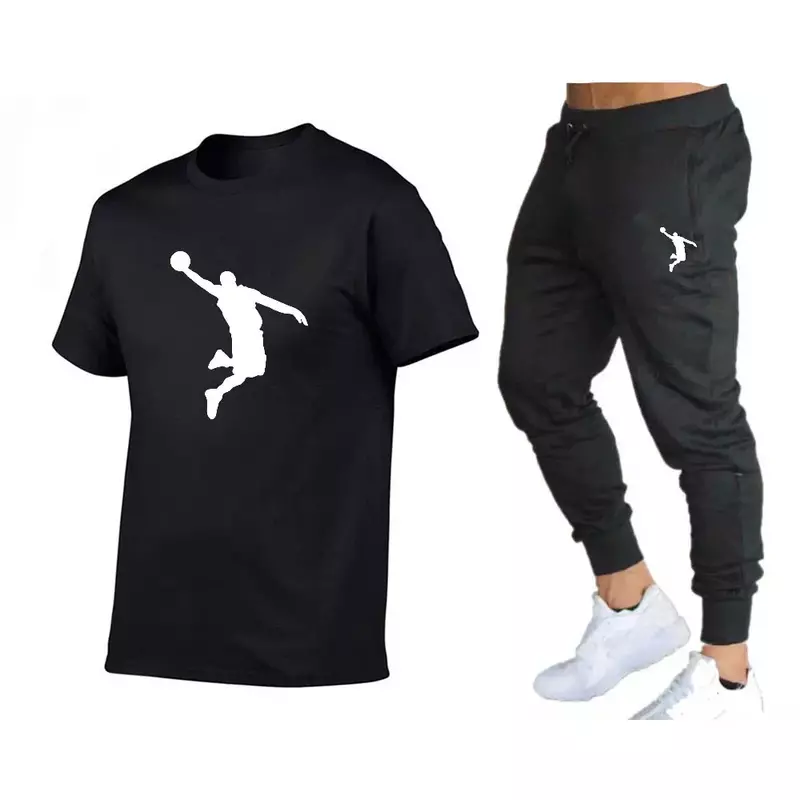 Elegante Set di t-shirt e pantaloni da Jogging da uomo, perfetto per le calde giornate estive