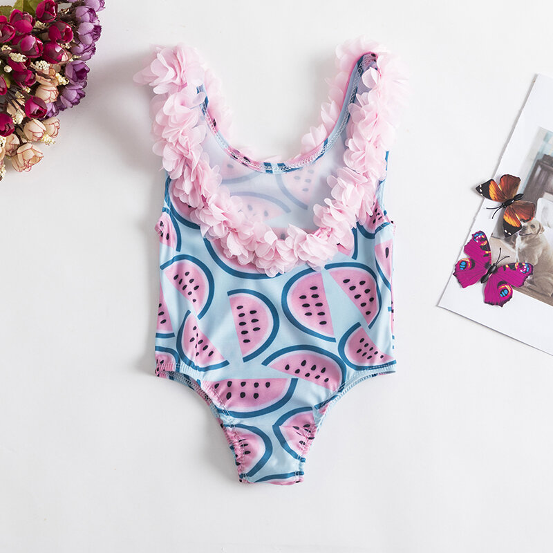 Conjunto de Bikini para bebé y niña, traje de baño de una pieza con estampado Floral, protección solar, para aprender a nadar