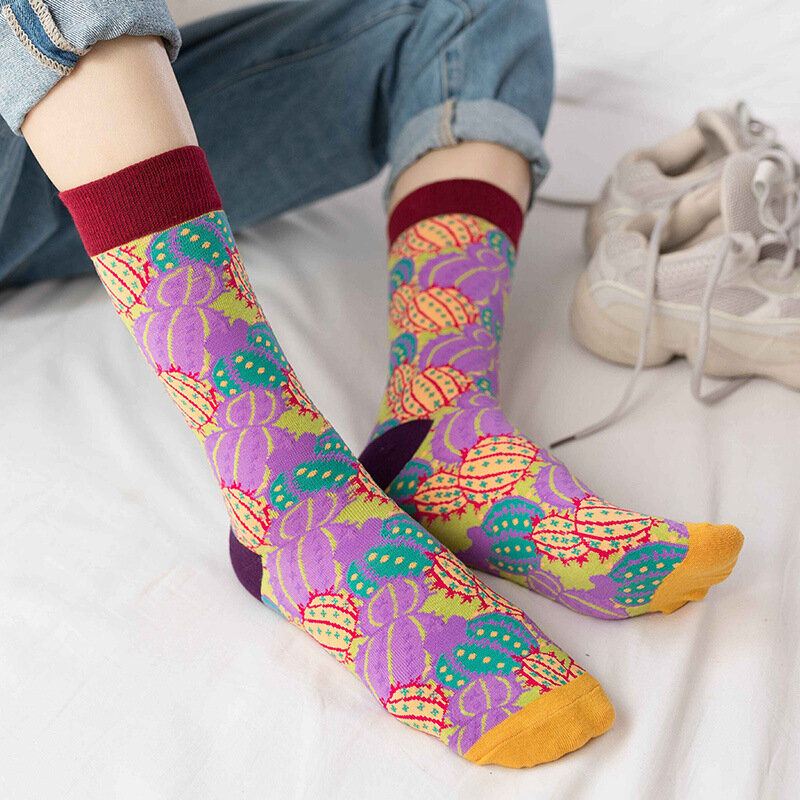 Moda Streetwear calzini divertenti da donna calzini lunghi da donna in cotone per l'autunno e l'inverno colorati Meias 406