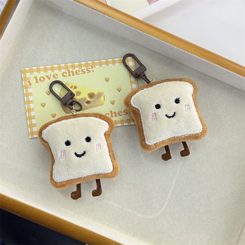 Toast Brood Hanger Schattige Cartoon Pluche Kleine Figuur Tas Decoratie Kawaii Creatieve Uitdrukking Mooi Cadeau