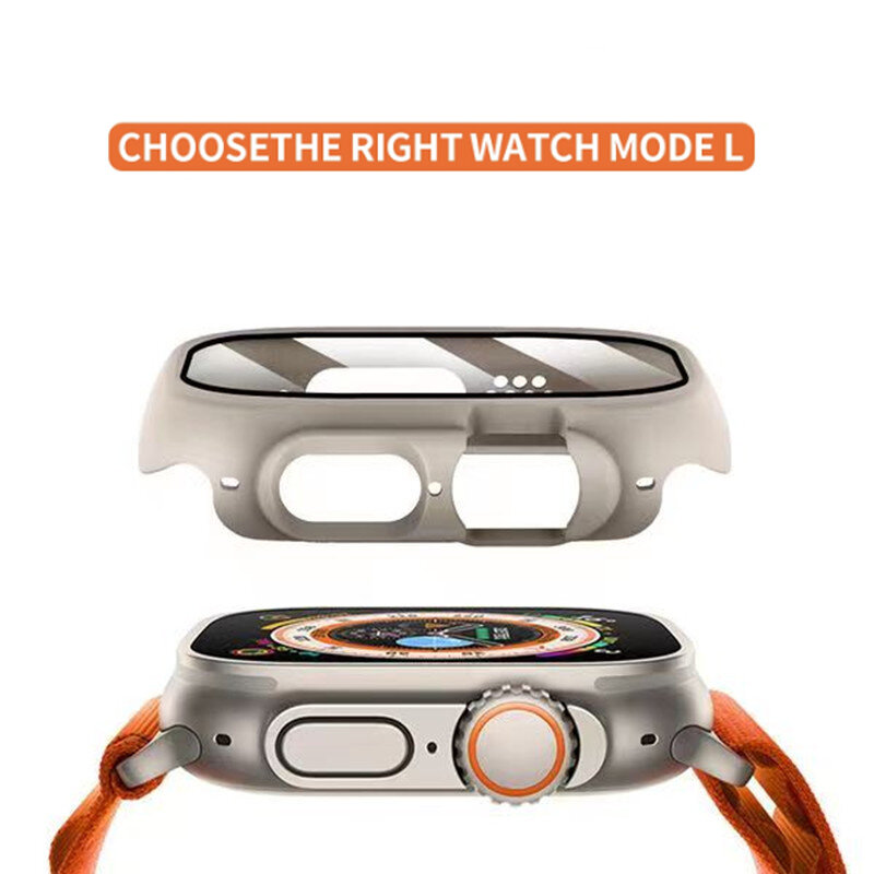 Kaca + casing untuk Apple Watch Ultra 2 49mm, sarung pelindung layar bemper pelindung gores untuk iwatch Ultra 49mm