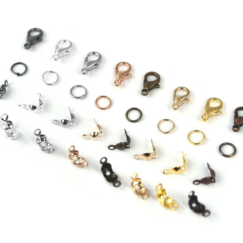100Pcs Alloy Lobster Clasp Jump Rings Connector Clasp Crimp End Set For Bracelet Necklace Chains DIY Jewelry Making Supplies
