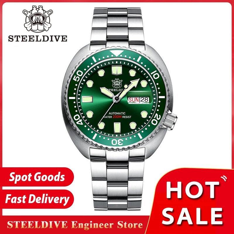 Steeldive sd1972 v2セラミックベゼル200m防水ダブルカレンダーnh36ムーブメントスイス発光メカニカル腕時計