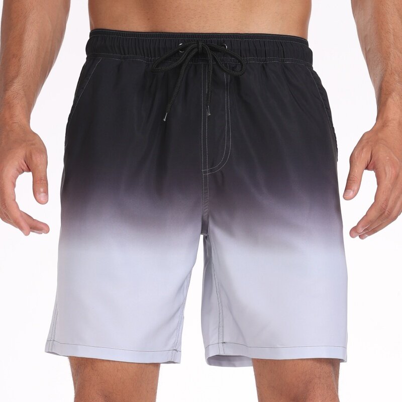 กางเกงชายหาดแฟชั่นฤดูร้อนของผู้ชายกางเกงขาสั้นลำลองพิมพ์ลายยืดหยุ่นสองชั้น