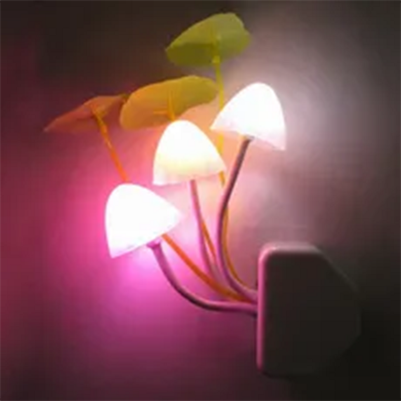 1pc EU Plug Cute Lights Control Illumination Bed Romantic Dream Mushroom Light Colorful LED Lamp Sensor Control Home Decoration