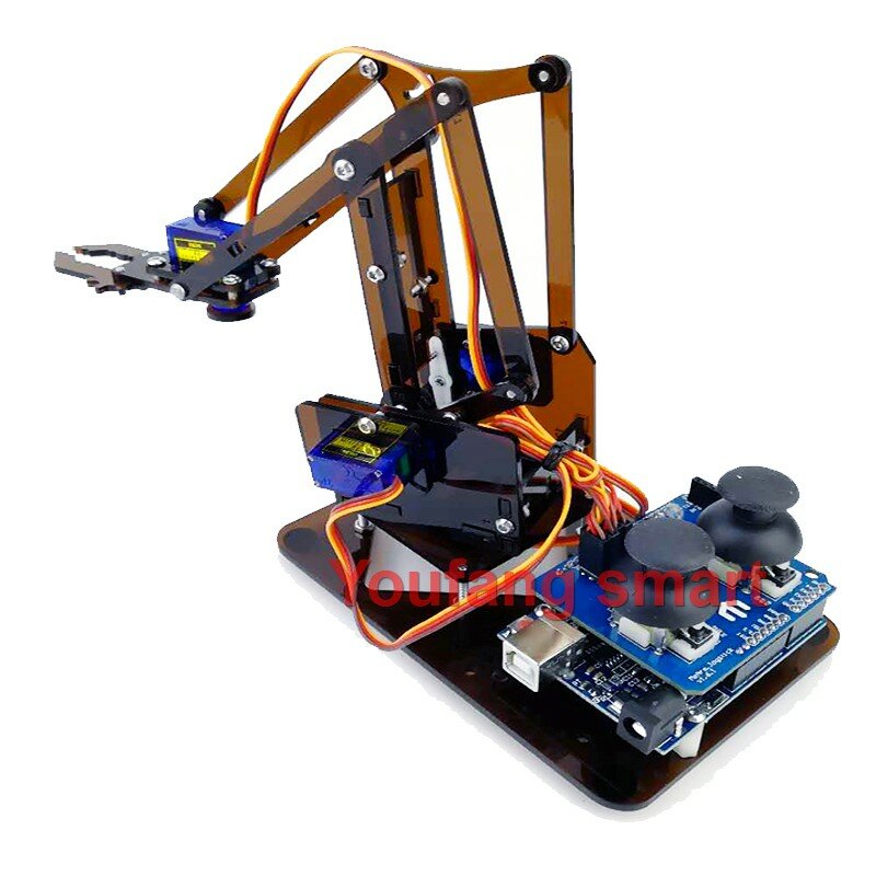 Sg90 4 Dof Unassembly Acryl Mechanische Arm Beugel Robotachtige Manipulator Klauw Voor Arduino Uno Learning Diy Kit Programmeerbaar Speelgoed