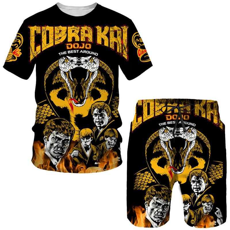 Mode 3d Cobra Print T-Shirt für Männer Sommer heißer Verkauf Outdoor-Sport Kurzarm Sets lässig O-Neck Tops Shorts zweiteiligen Anzug