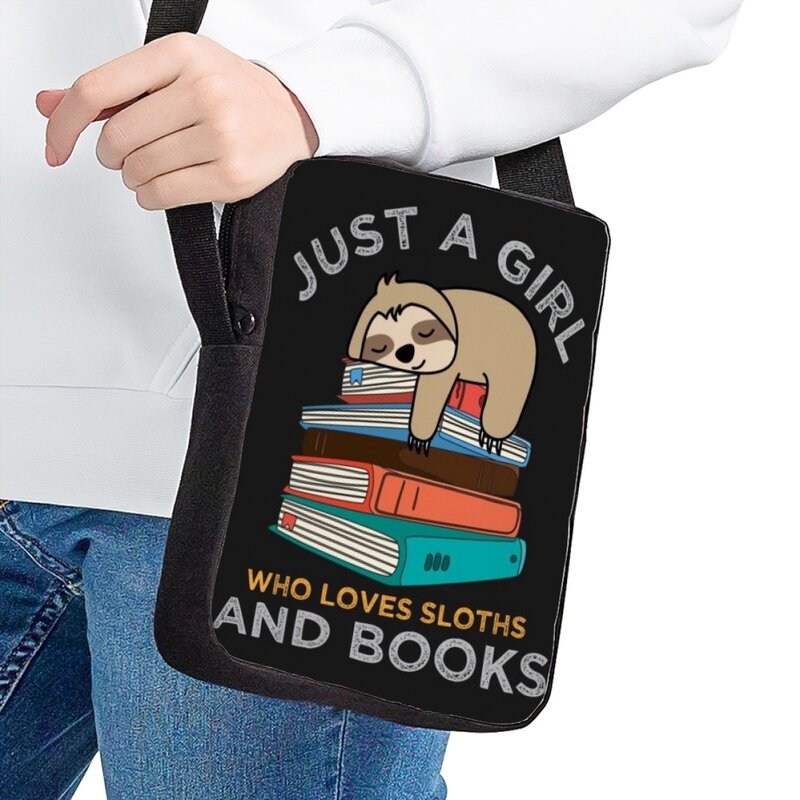 Jackherelook apenas uma menina dos desenhos animados sloth bookbags para crianças moda casual pequena capacidade saco do mensageiro clássico bolsa de ombro viagem
