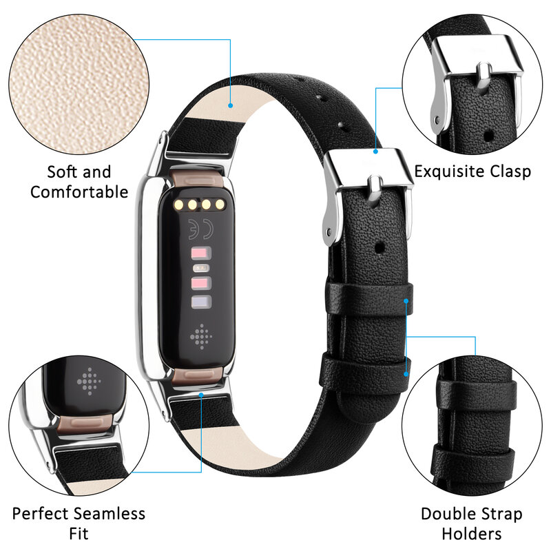 สายรัดข้อมือหนังแท้สำหรับ Fitbit Luxe กำไลสายนาฬิกาข้อมือแบบปรับได้สำหรับ Fitbit Luxe สายรัดข้อมือ Correa