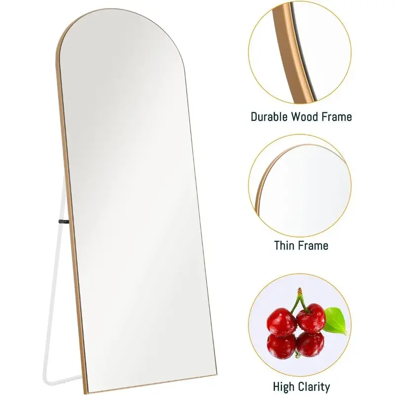 Arch Floor Mirror 64”x21” Sleek Arched-Top Full Length Mirror Large Standing Mirror for Bedroom Living Room - Gold Freight free