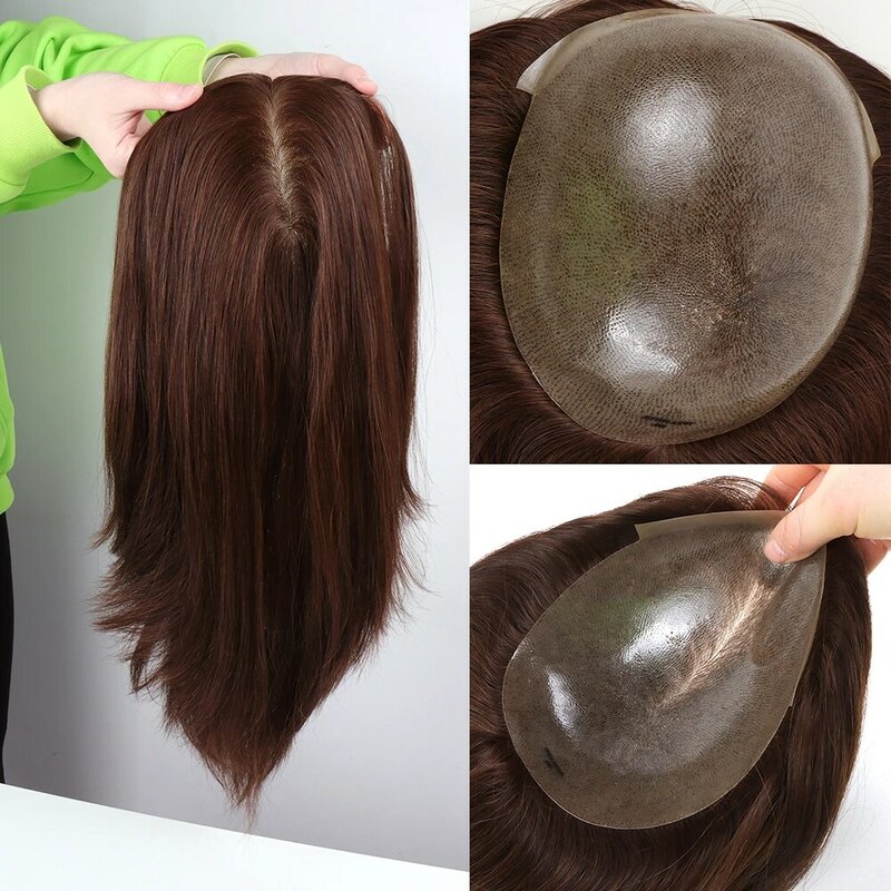 VAST-Topper de cabello humano europeo virgen con 4 clips en 5 "X5", peluquín superior de seda transpirable para mujeres, 13x13cm