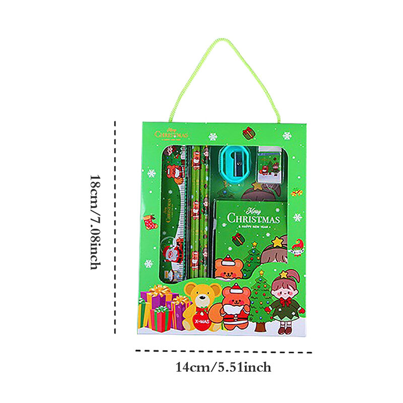 Set di cancelleria natalizia da 6 pezzi Set di righelli per temperamatite Set regalo per bambini forniture per la scrittura dell'ufficio scolastico per regali per bambini