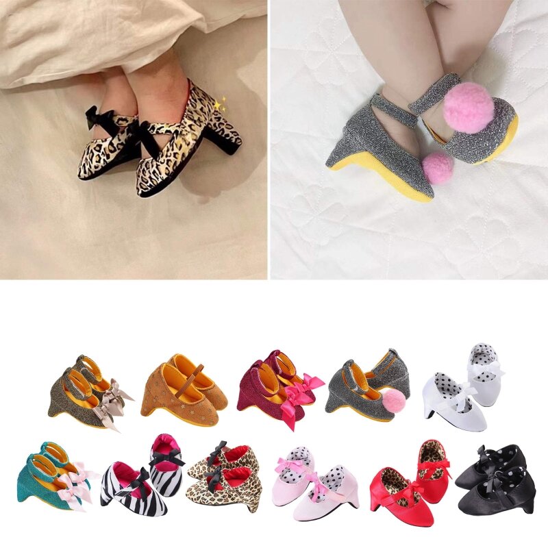 Nuevos zapatos tacón alto con lazo y suelas blandas para recién nacidos, 1 par accesorios para fotos para niñas pequeñas,