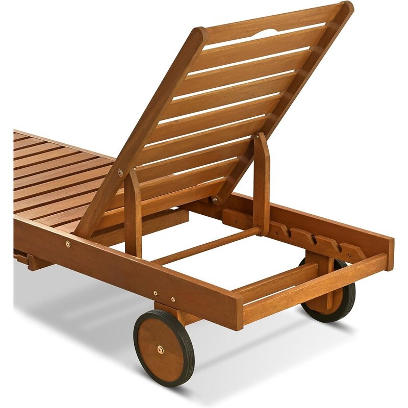 Chaise longue da esterno, mobili in legno duro lettino da sole con vassoio in olio di Teak, Chaise longue da esterno