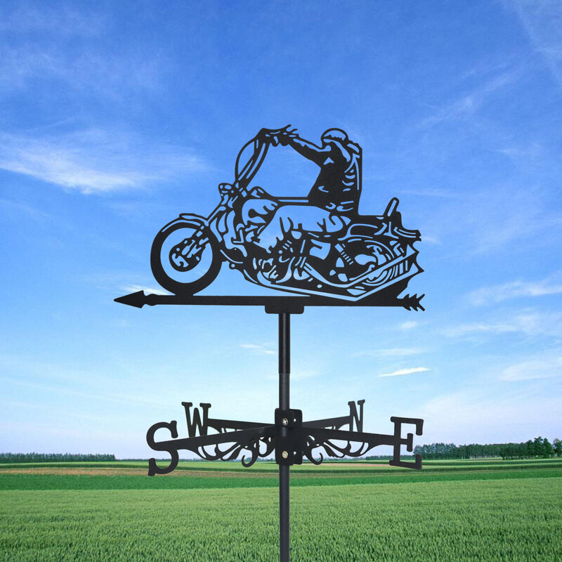 Motorcyclis Weathervane силуэт искусство черный металл мотоцикл езды ветровка Открытый Декор сад для крыши двора здания