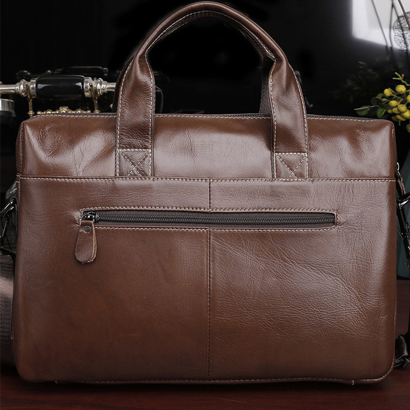 Bolsas de couro genuíno para homens, sacos do mensageiro do couro, sacola masculina, pastas do curso do negócio, alta qualidade