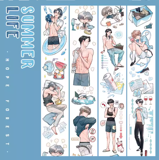 Summer Life Cute Boy Washi Masking Tape - No Release Paper Layer