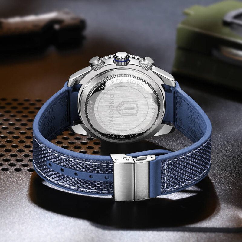 Trend Fashion Watches for Men Sport Waterproof Silicone Strap Man Chronograph Auto Date Display Male Quartz Wristwatch reloj