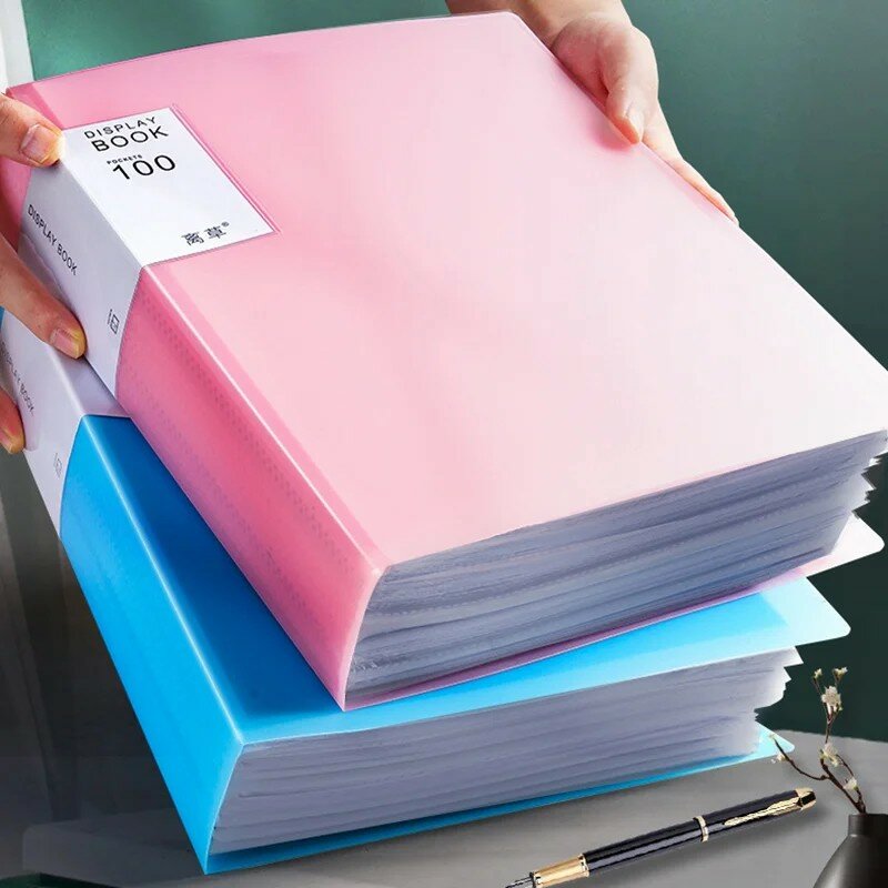 1 buah A4 Binder anggaran plastik folder File dokumen buklet Leaflet 30/60/100 halaman perlengkapan kantor siswa Meja Organizer