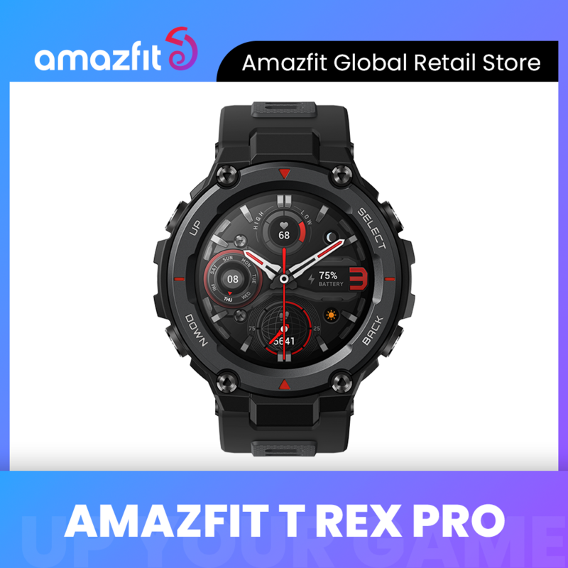 Amazfit-Smartwatch ao ar livre impermeável Trex Pro, versão global, GPS, duração da bateria de 18 dias, 390mAh, relógio inteligente para telefone Android e iOS
