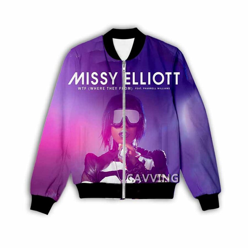 New Fashion donna/uomo 3D Print Missy Elliott Zipper Bomber giacche uomo soprabito uomo cappotto Zip Up giacche