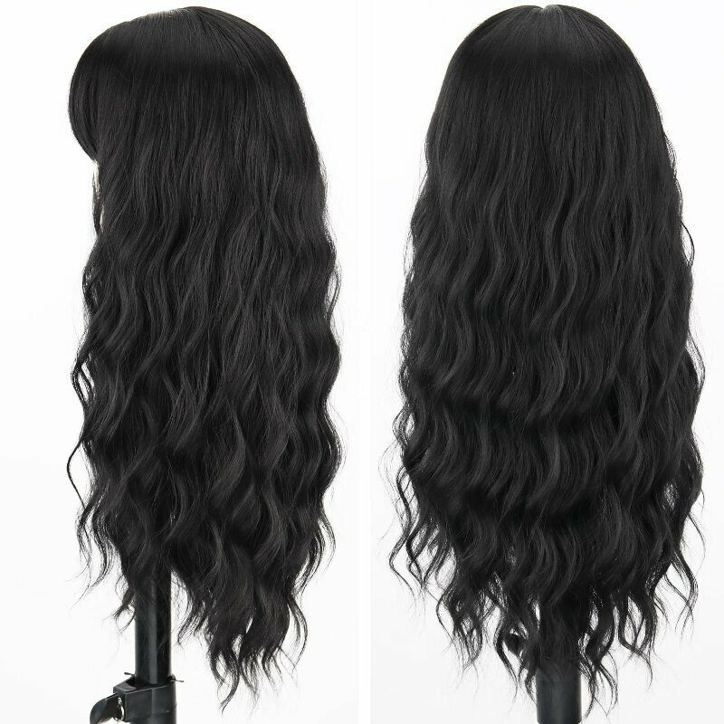 Hot selling wigs, black long curls, a variety of European and American color wigs, full head covers, wigs, high temperature silk