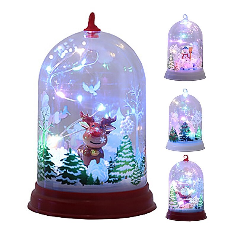 Snow Globe Lantern Christmas Water Snow Glitter Globe Lantern Decor per il Festival di natale per i bambini regali ottimali 15X9X9 Cm